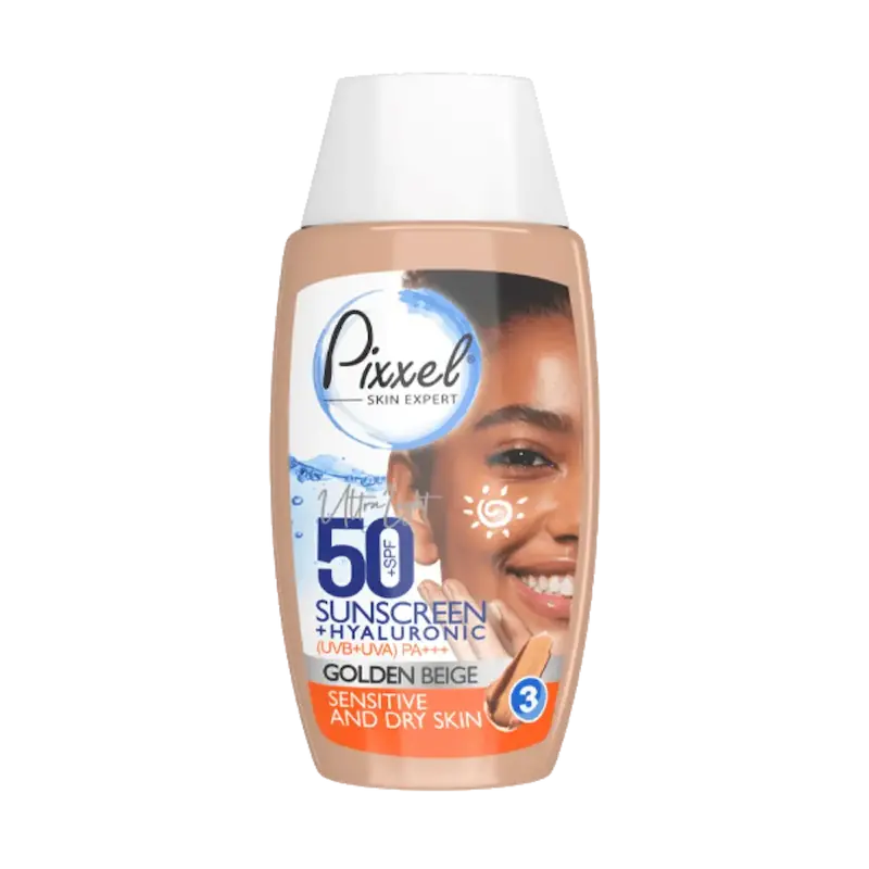 کرم ضدآفتاب رنگ بژ طلایی مناسب پوست خشک و نرمال پیکسل