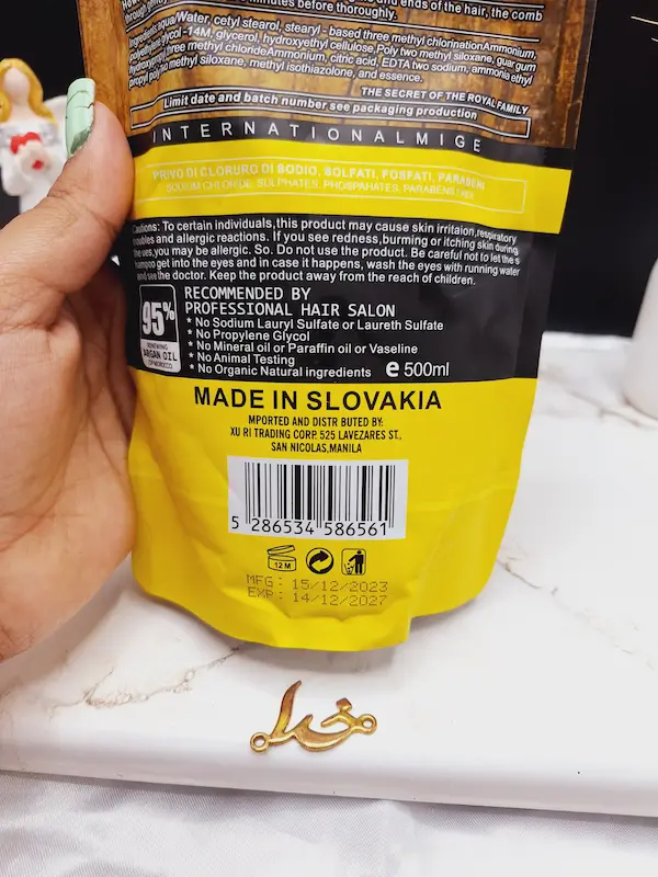ماسک مو ساندیسی  آرگان تغذیه کننده مراکشی ساخت اسلواکی  لایتنس 500 میل 95% ARGAN OIL کد 6561 اصلی و اورجینال