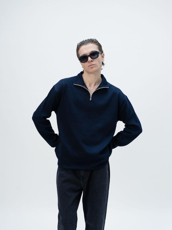 سلانیک نیم زیپ سرمه ای نفیر