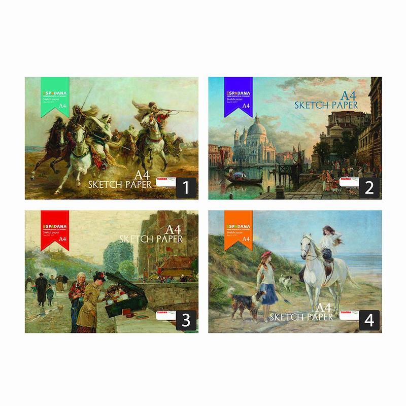 دفتر طراحی 50 برگ سایز A4 افقی اسپادانا