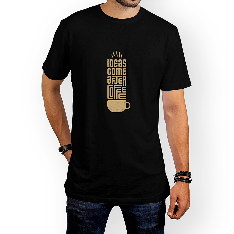تیشرت نخی یقه گرد طرح Ideas come after coffe