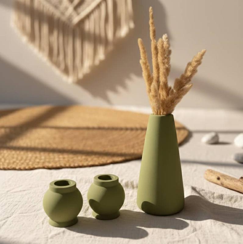 ست گلدان و جاشمعی مدل «مخروطی» 