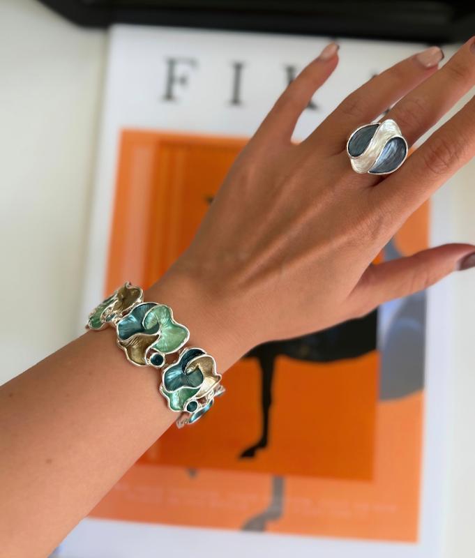 دستبند و انگشتر رنگی ترک | قابل سفارش به صورت تکی 