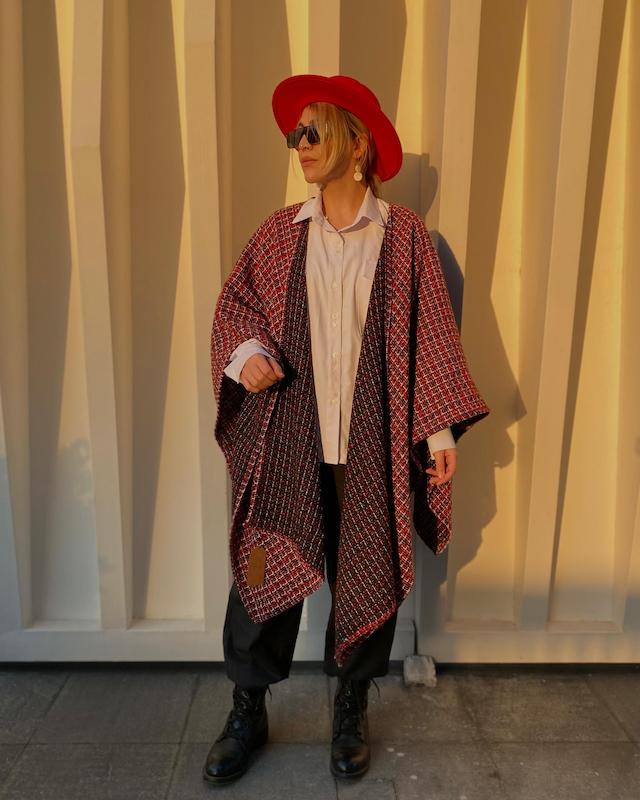 پانچو بافت ریز زنانه پاییزه فری سایز 