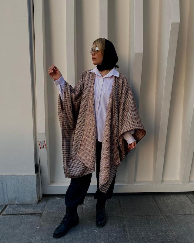 پانچو بافت زنانه پاییزه فری سایز 