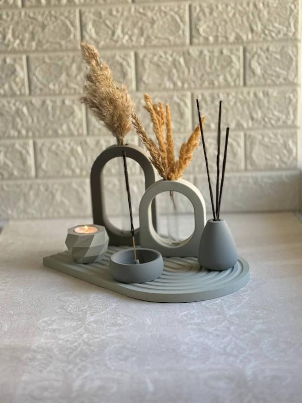 ست دکوری شش تکه دو رنگ مدل "ترمه" 