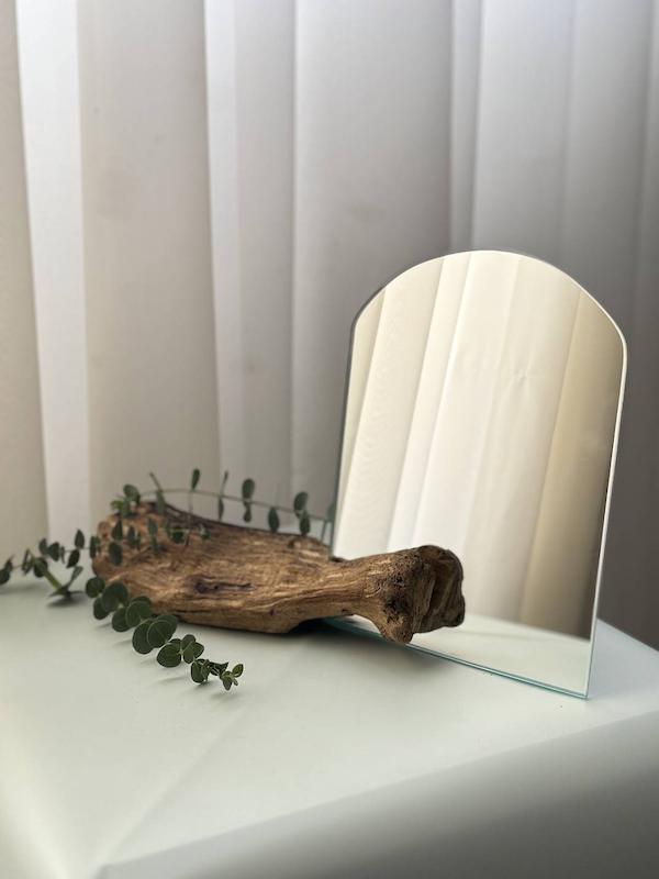 آینه رومیزی استند چوب طبیعی