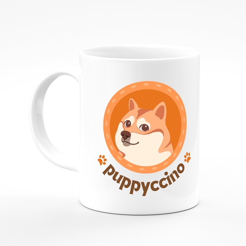 ماگ دسته دار سفید طرح puppyccino