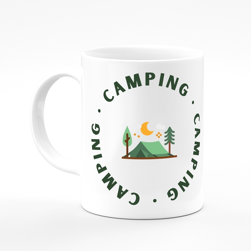 ماگ دسته دار سفید طرح camping