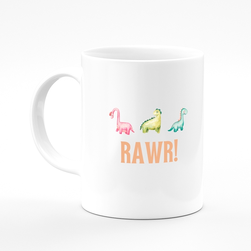 ماگ دسته دار سفید طرح rawr