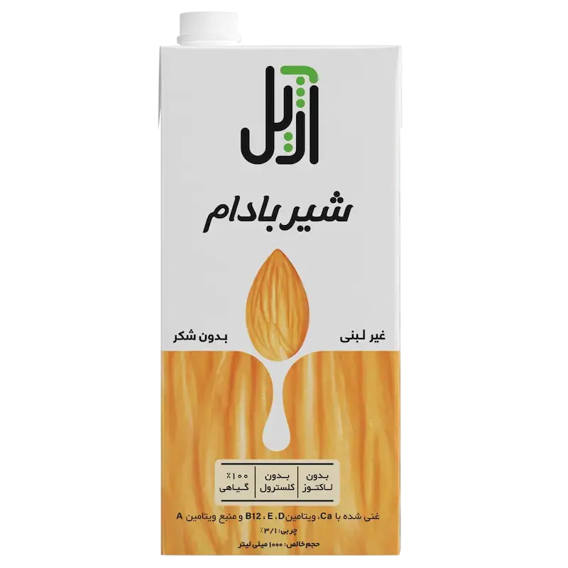 شیر بادام پر چرب مدت دار غیر لبنی بدون قند آژیل 1 لیتری