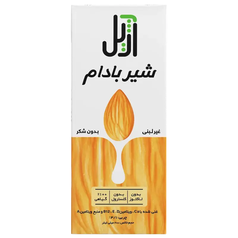شیر بادام پر چرب مدت دار غیر لبنی بدون قند آژیل 200 میلی لیتر 