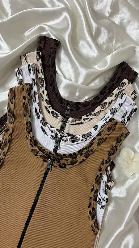 کراپ تاپ نوارپلنگی(زیپ‌ دار)