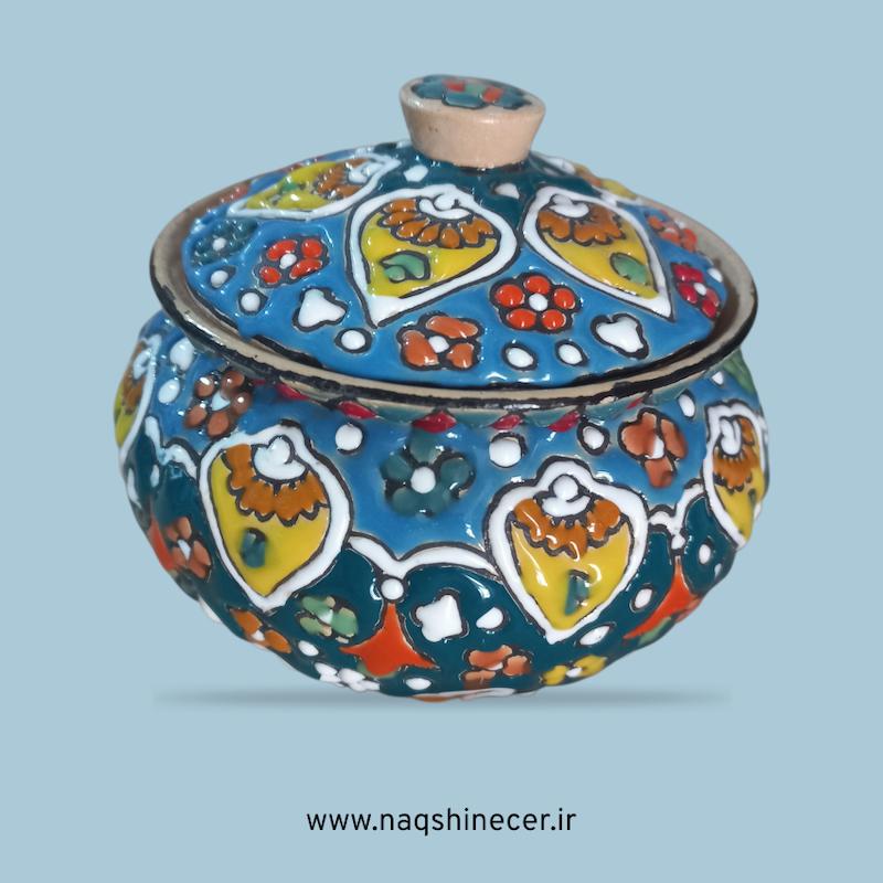 قندان میناکاری فیروزه 