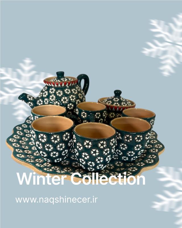ست قوری و فنجان و سینی میناکاری