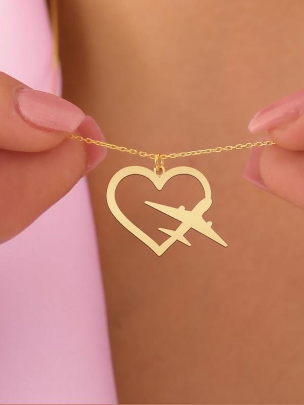 پلاک طلا طرح قلب و هواپیما