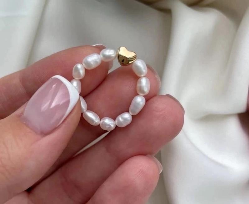 انگشتر مرواریدی باپلاک قلب 