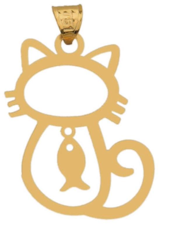 پلاک طلا طرح گربه ماهی