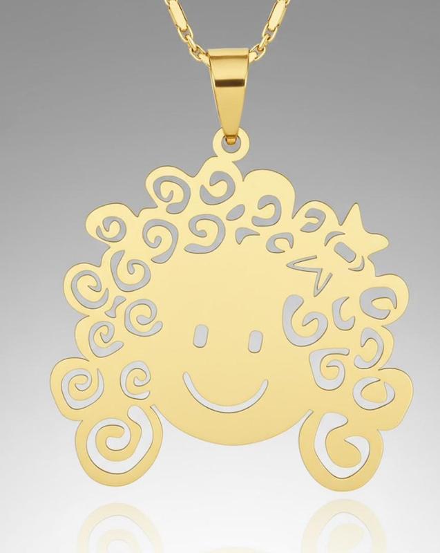 پلاک طلا طرح دخترموفرفری 