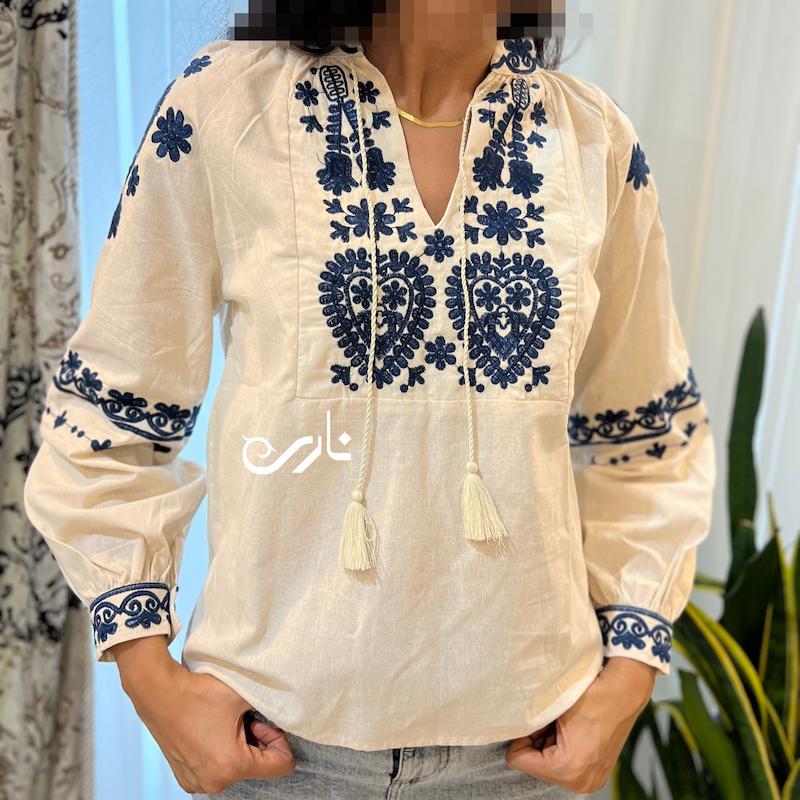 شومیز  گل آبی