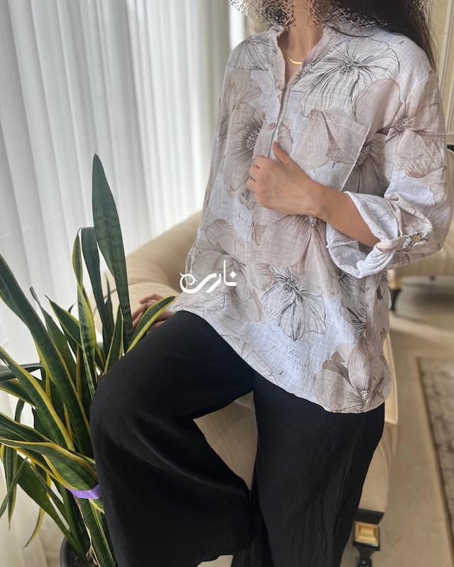 شومیز لینن ایتالیایی گل