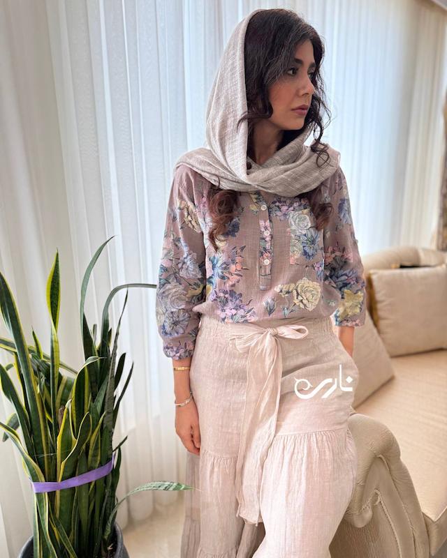 شومیز لینن ایتالیایی گلگلی 