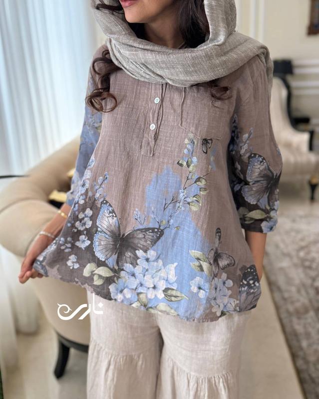 شومیز لینن ایتالیایی پروانه