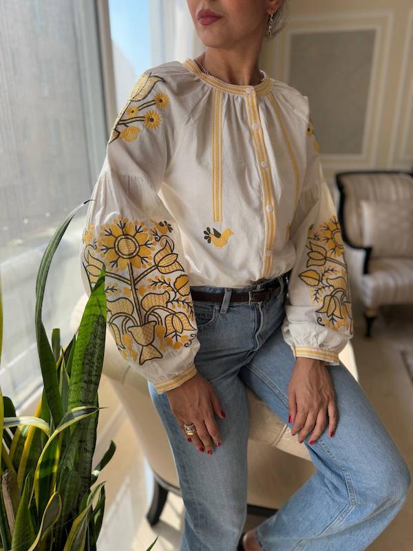 شومیز درخشان گلدوزی  ترک