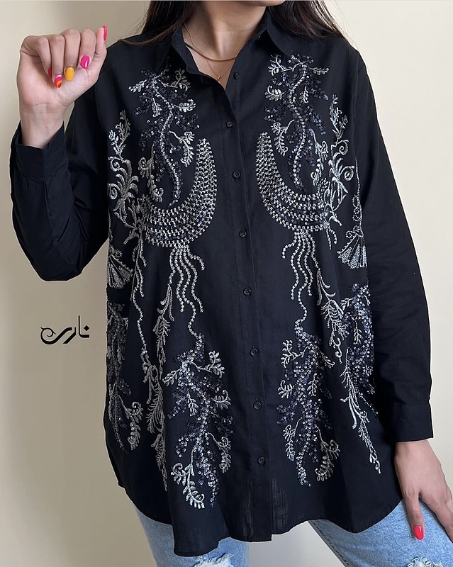 شومیز مشکی پولکدوزی ORFEO