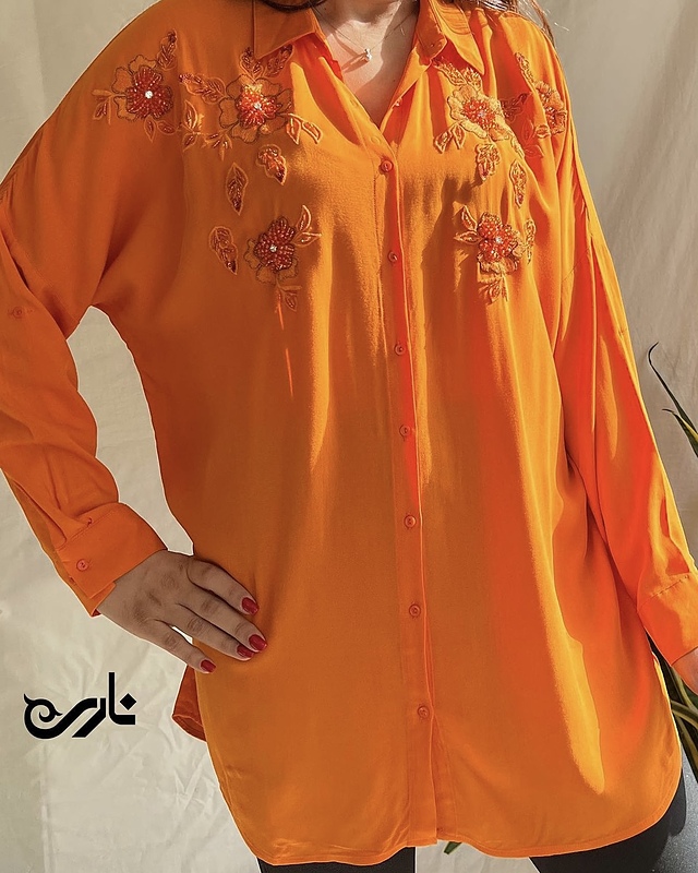 شومیز نخی سالون نارنجی