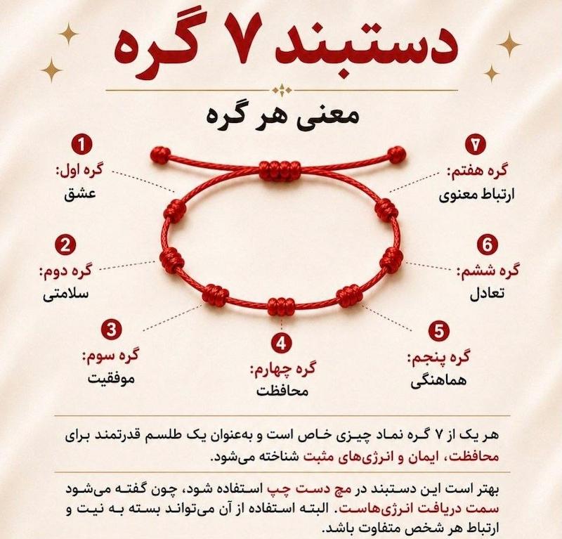 دستبند هفت گره قرمز