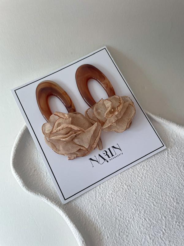 گوشواره چوب پارچه پاییزی 