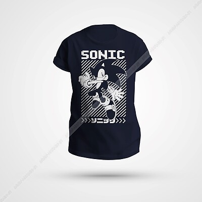 تیشرت طرح sonic رنگ سرمه ای