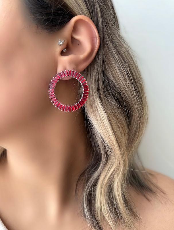گوشواره حلقه ای قرمز