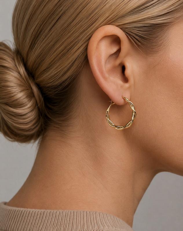 گوشواره حلقه‌ای پیچ طلایی