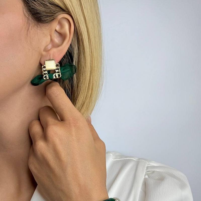 گوشواره پاپیون پارچه ای