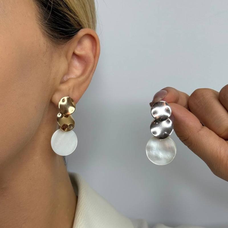 گوشواره دایره آویز صدفی 