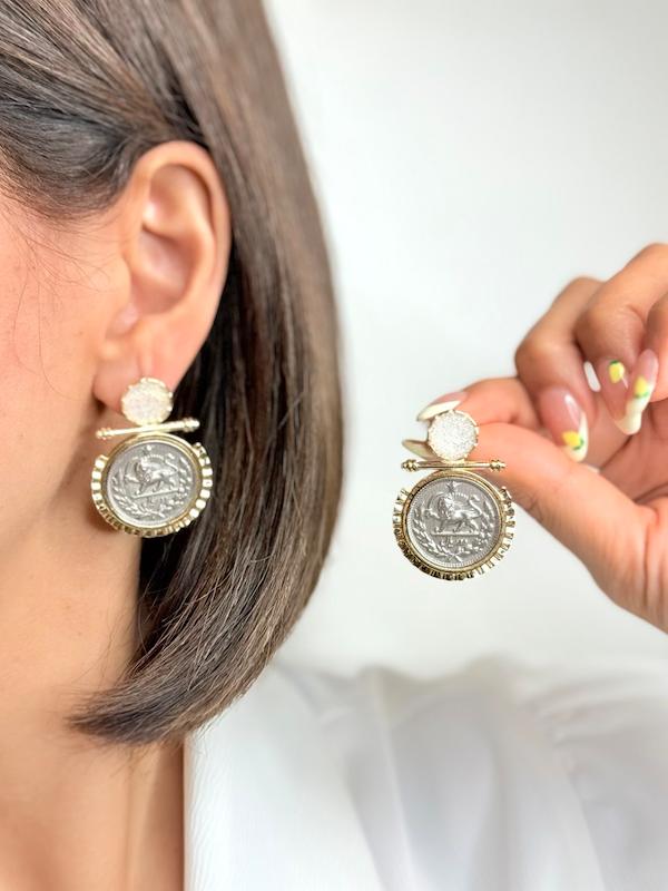 گوشواره سکه دوریالی رزینی 