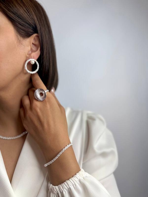 نیم ست گردنبند و دستبند و گوشواره طرح خاویاری 