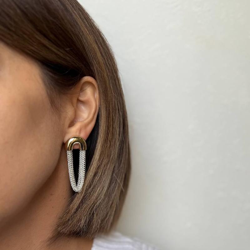 گوشواره دورنگ آویز