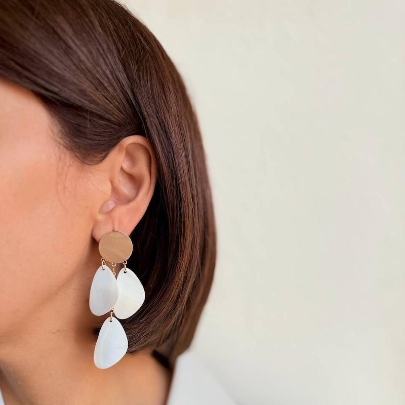 گوشواره سه آویز صدفی