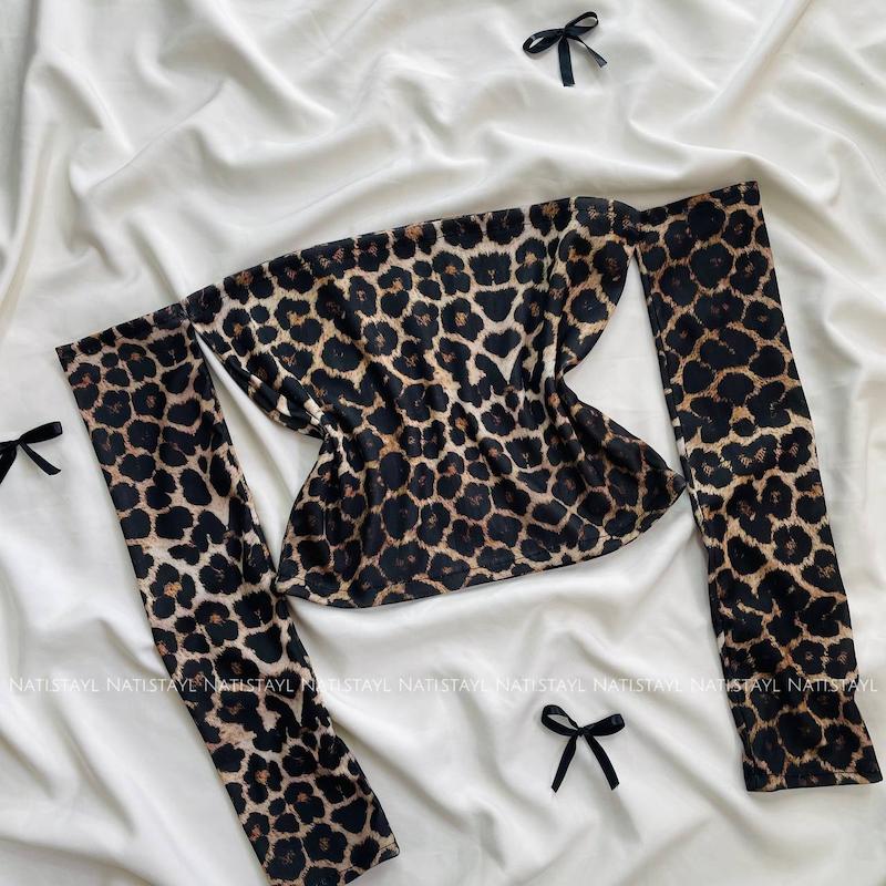 کراپ آستین بلند پلنگی