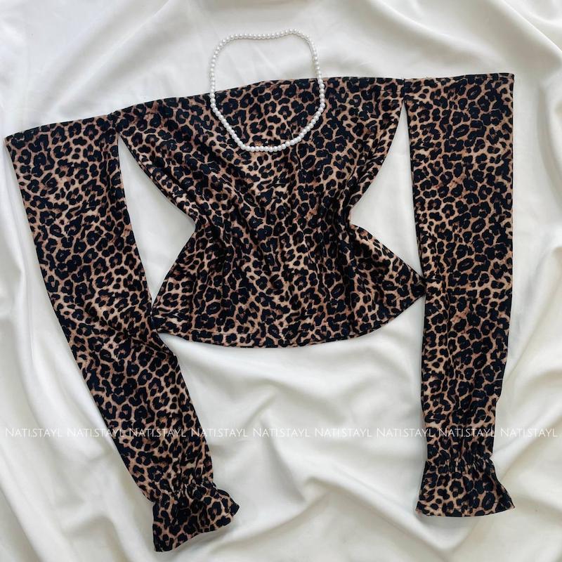 کراپ پلنگی آستین بلند 