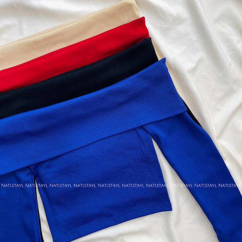 کراپ آستین بلند یقه قایقی