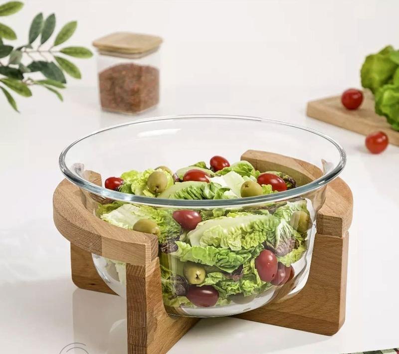 کاسه سرو 2 لیتری پایه چوبی کد 225559 لیمون