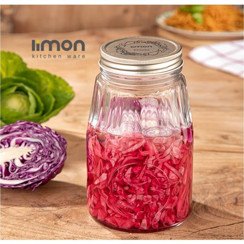 بانکه شیشه ای 1/8 لیتر درب فلزی  کد 203800 لیمون