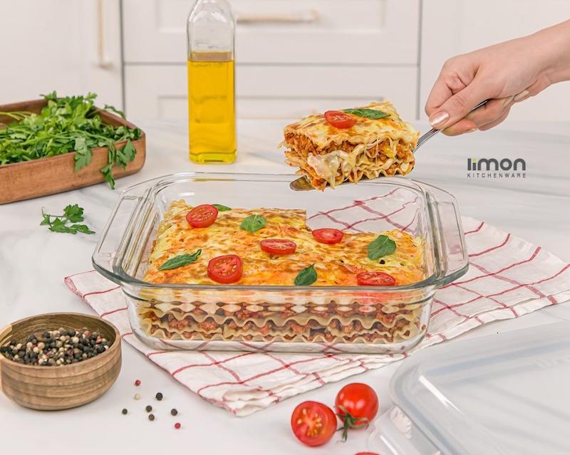 ظرف شیشه ای مربع دربدار 2/1 لیتر    (الوان) کد 204535 لیمون