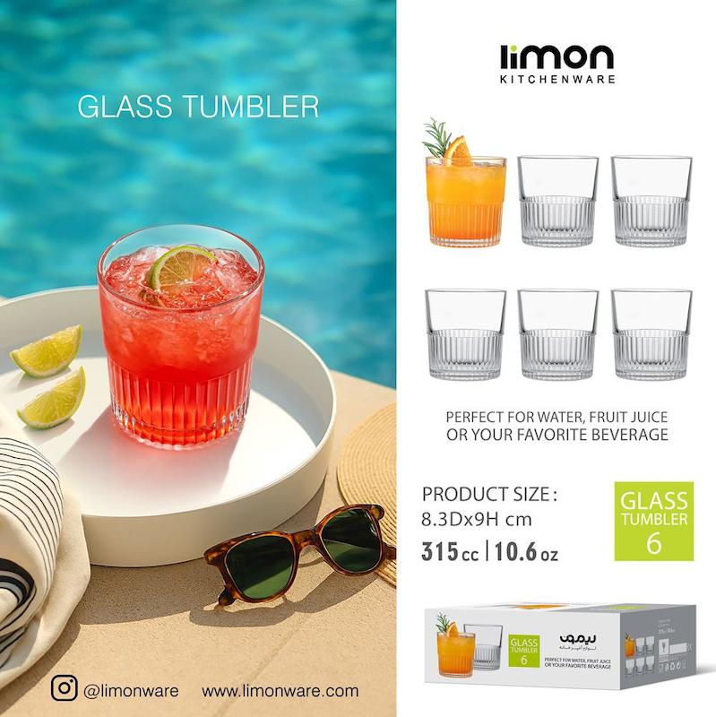 لیوان شیشه ای 315 میلی لیتر لیمون کد 2445