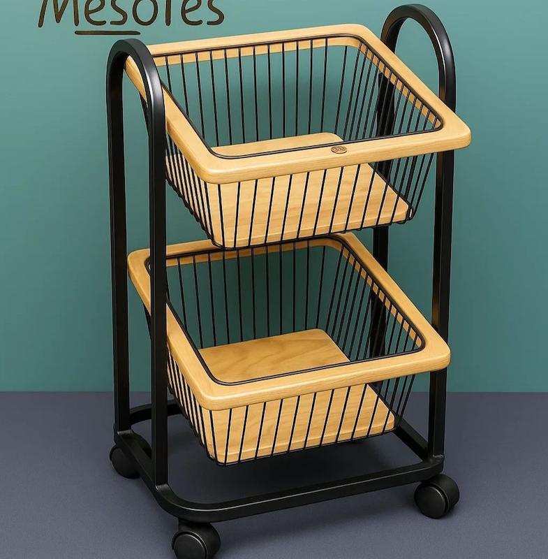 جای پیاز و سیب  زمینی چوبی مدل نایس عروس نوین 2 طبقه