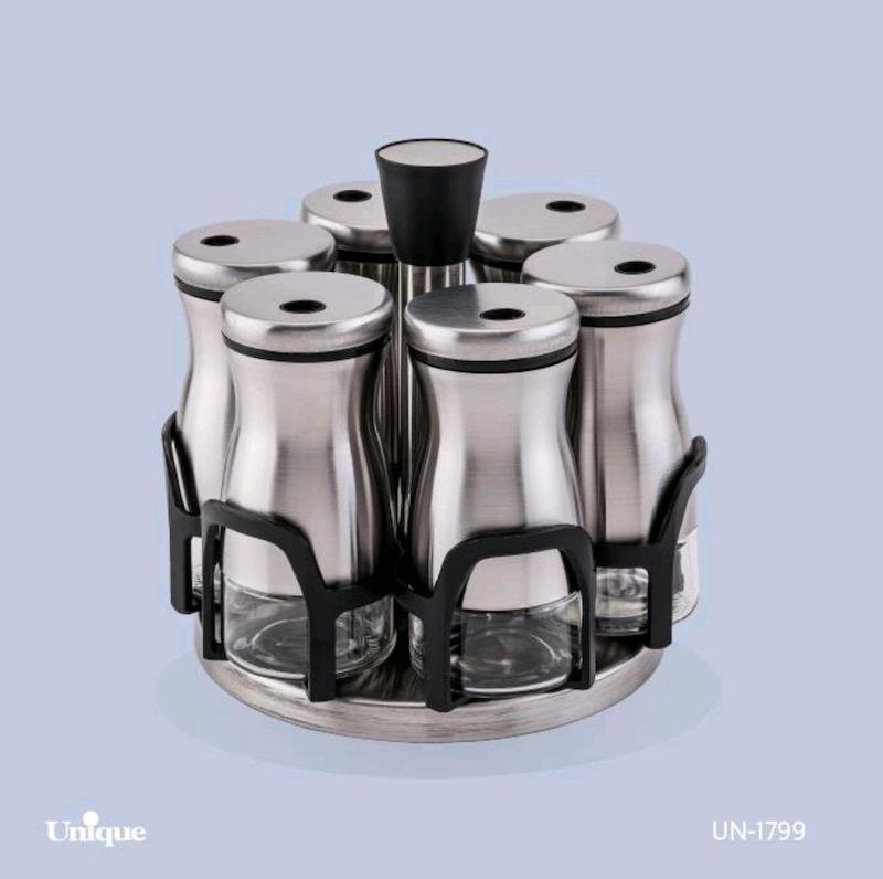 ست ادویه 7پارچه استیل گردان یونیک کد UN-1799